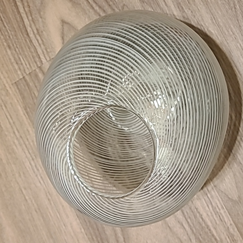 Vintage Murano Ribbon Glass Striped Asymmetrical Vase  8"x8"x5" MercuricalHilite